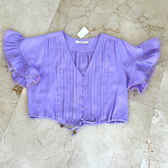NWT RUBY AND JENNA PINTUCKED TIE WAIST TOP - Picture 2 of 7